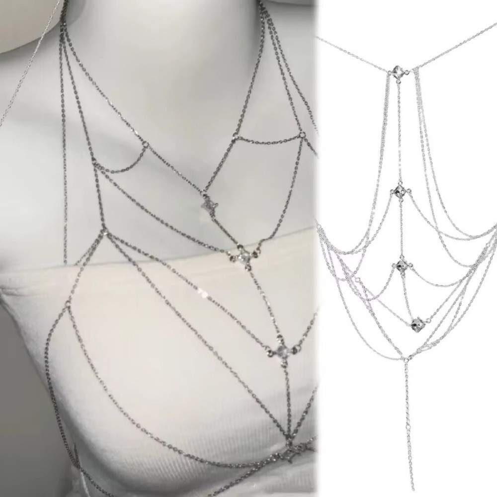 Body Jewelry Art - Блестящая цепочка на грудь с камнями,