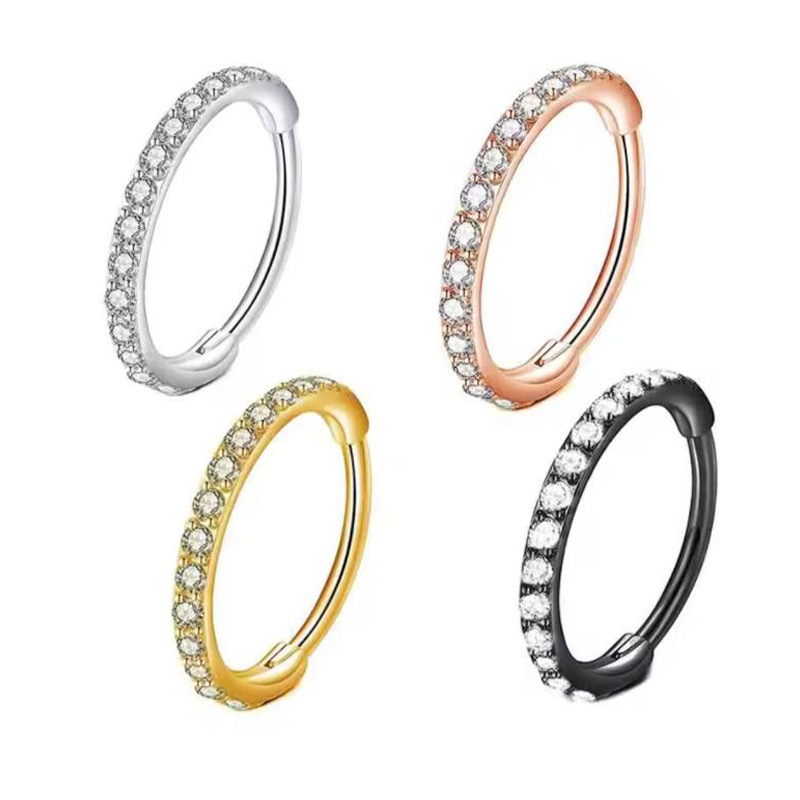 Body Jewelry Septum - Кольцо для носа 16G с прозрачными