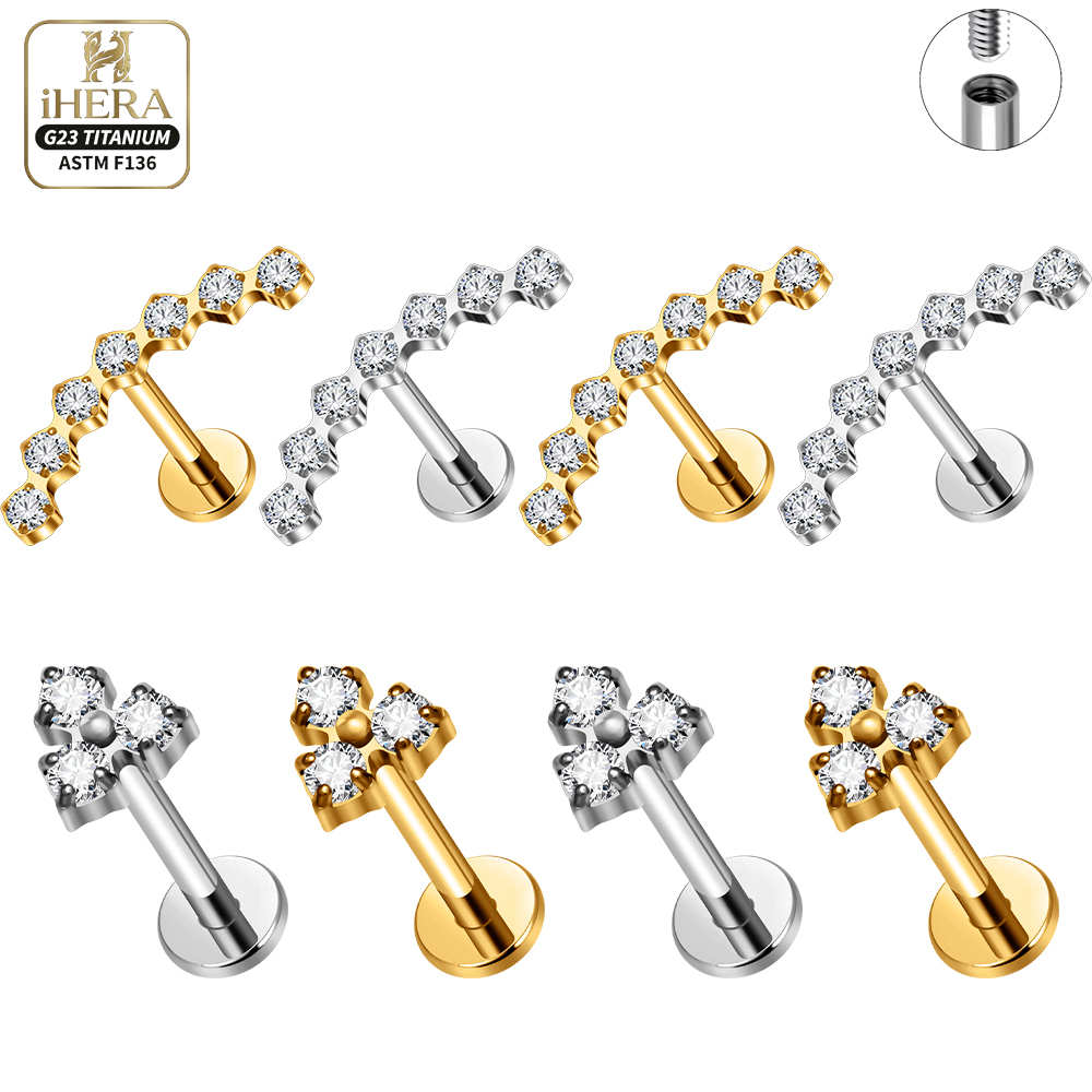 Cluster Stud Ear - Титановый изогнутый лабрет ASTM F136 для