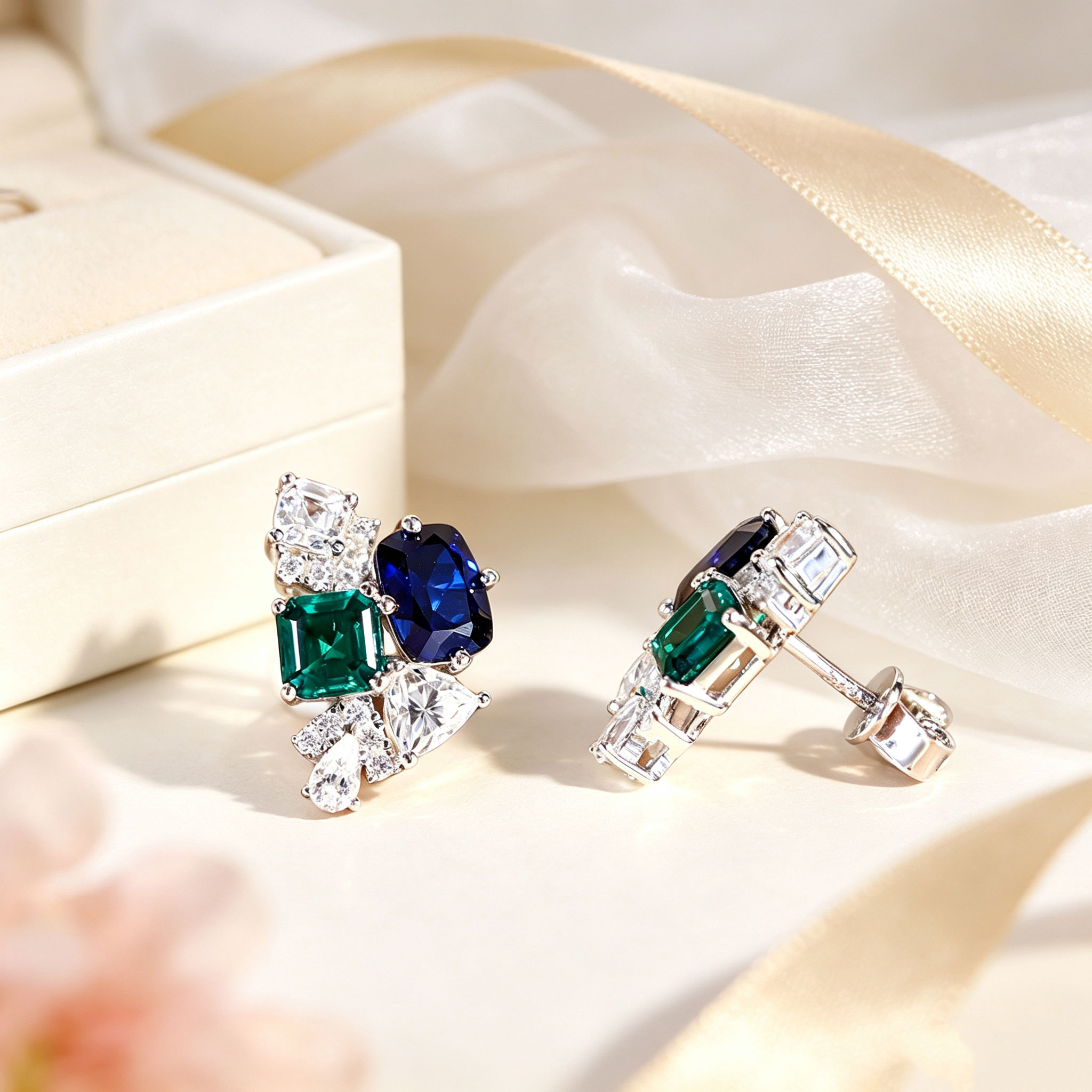 Cluster Stud Ear - Серьги-гвоздики из стерлингового серебра 925 пробы