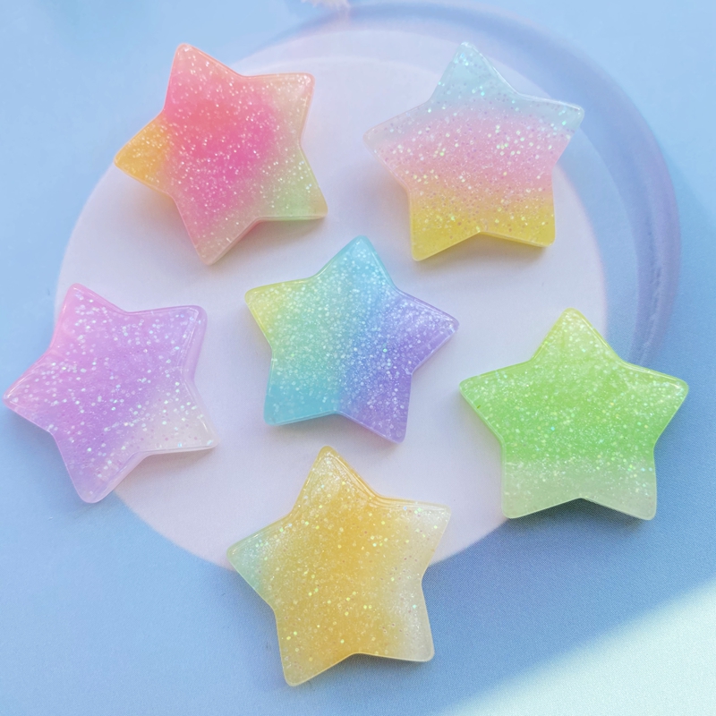 Star Flat Back - 10 шт. Kawaii милые разноцветные звезды