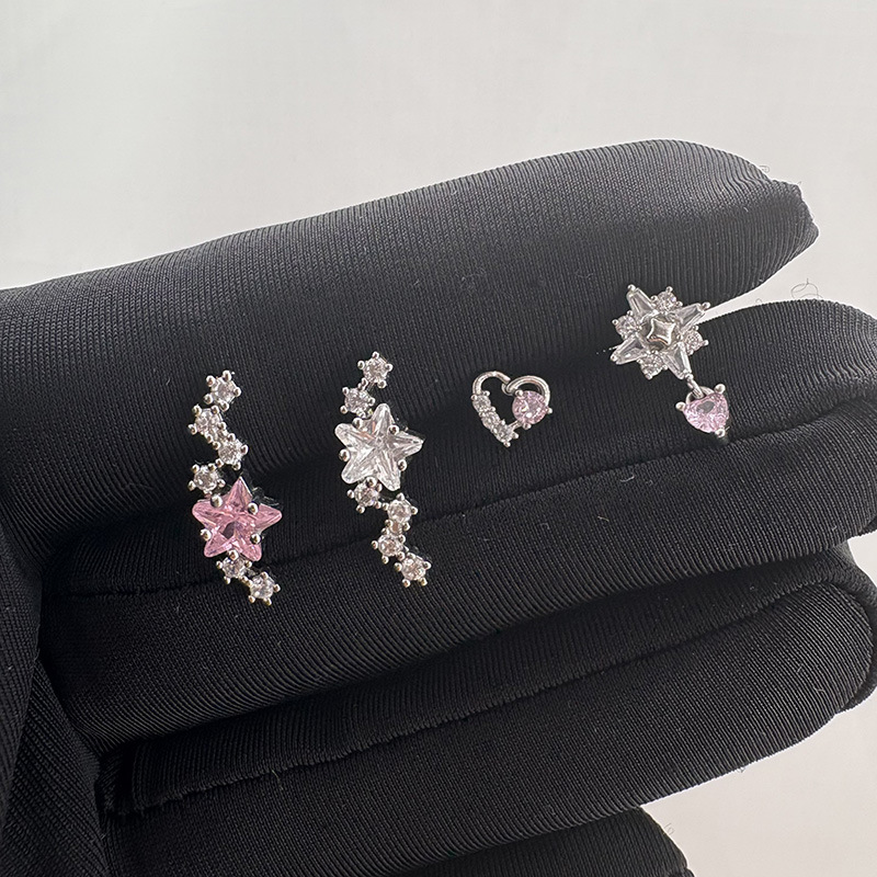 Cluster Stud Ear - Серьга-гвоздик INS Style с титановым винтовым