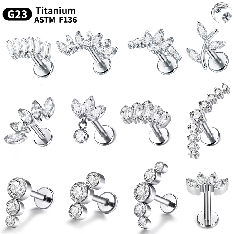 Cluster Stud Ear - 1/5 шт. G23 титановые серьги для