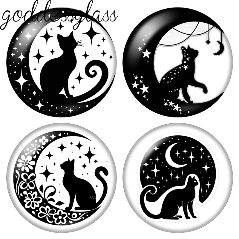 Star Flat Back - Фотокабошоны Moon&Star Black Cat с милыми