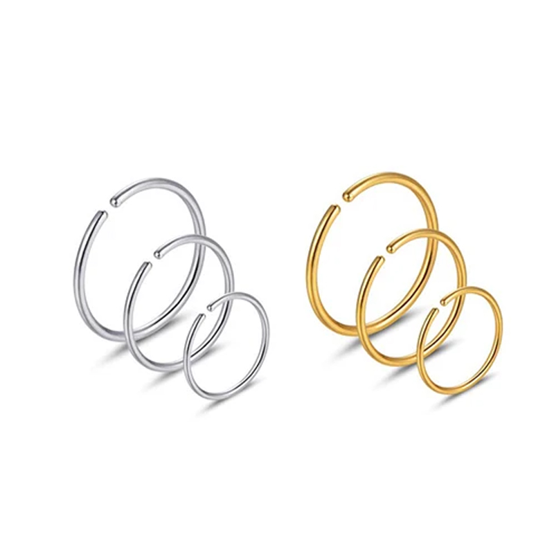 Body Jewelry Septum - Набор из 6 гипоаллергенных колец для