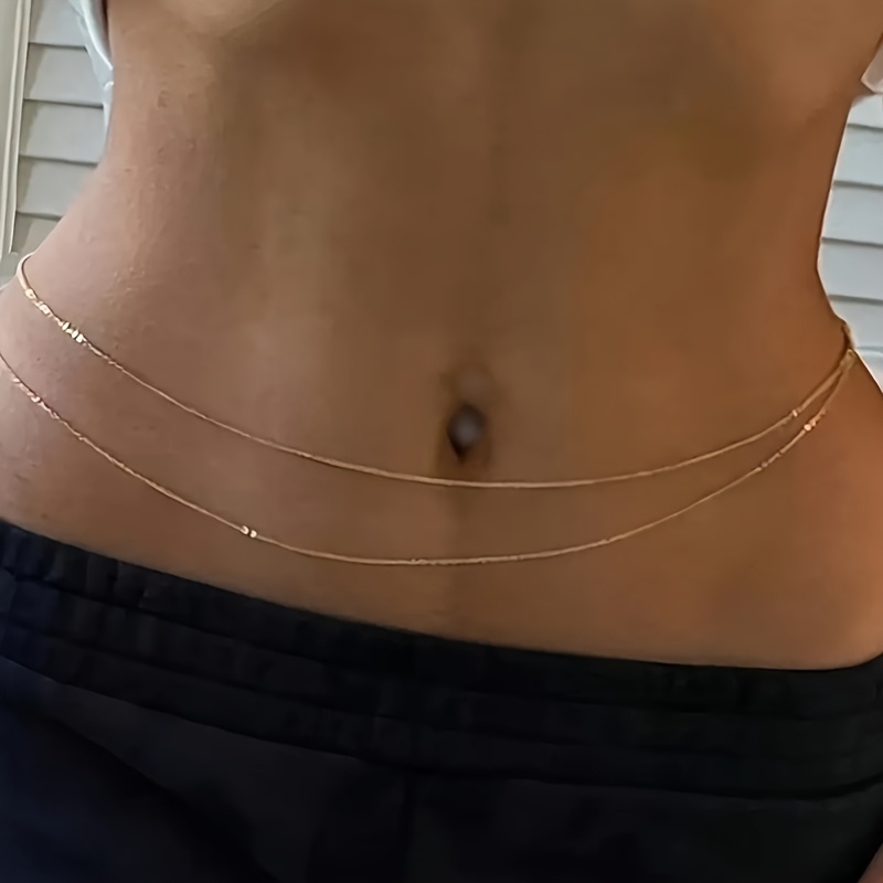 Body Jewelry Bulk - Двухслойный золотой металлический пояс-цепочка на талию
