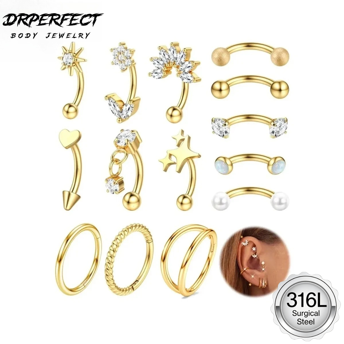 Drperfect 1 шт., пирсинг для б – обзор и цена Rook Curved Barbell