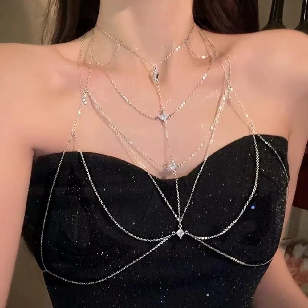 Блестящая цепочка на грудь с к – обзор и цена Body Jewelry Art