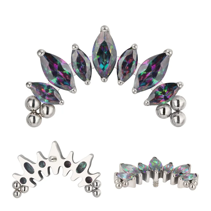 ASTM F136 Титановый PIERC 7 CZ – обзор и цена Cluster Stud Ear