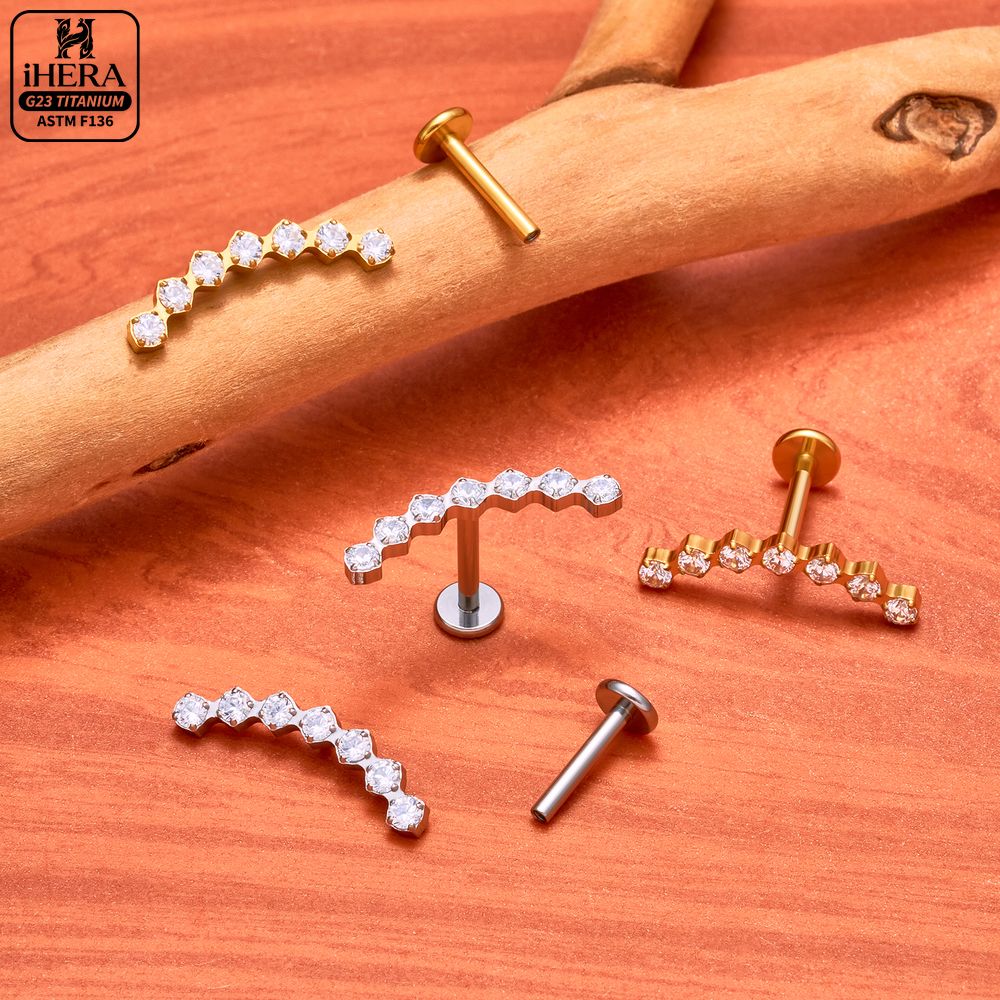 Титановый изогнутый лабрет AST – обзор и цена Cluster Stud Ear