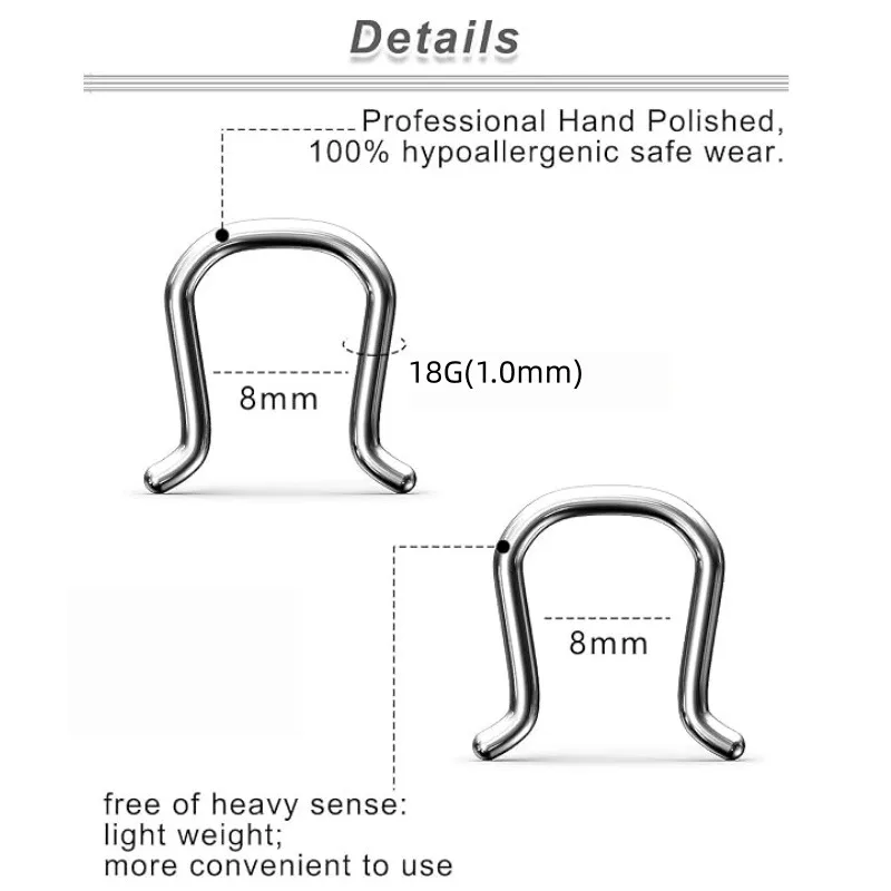 6 шт. 18G 8 мм, U-образные и с – обзор и цена Body Jewelry Septum
