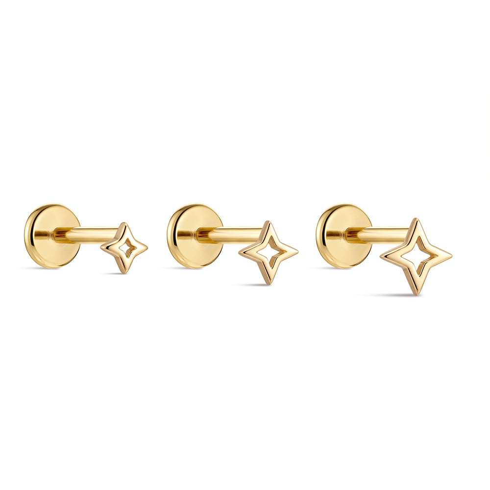 Серьги-гвоздики ROXI, 1 шт., 5 – обзор и цена Star Flat Back